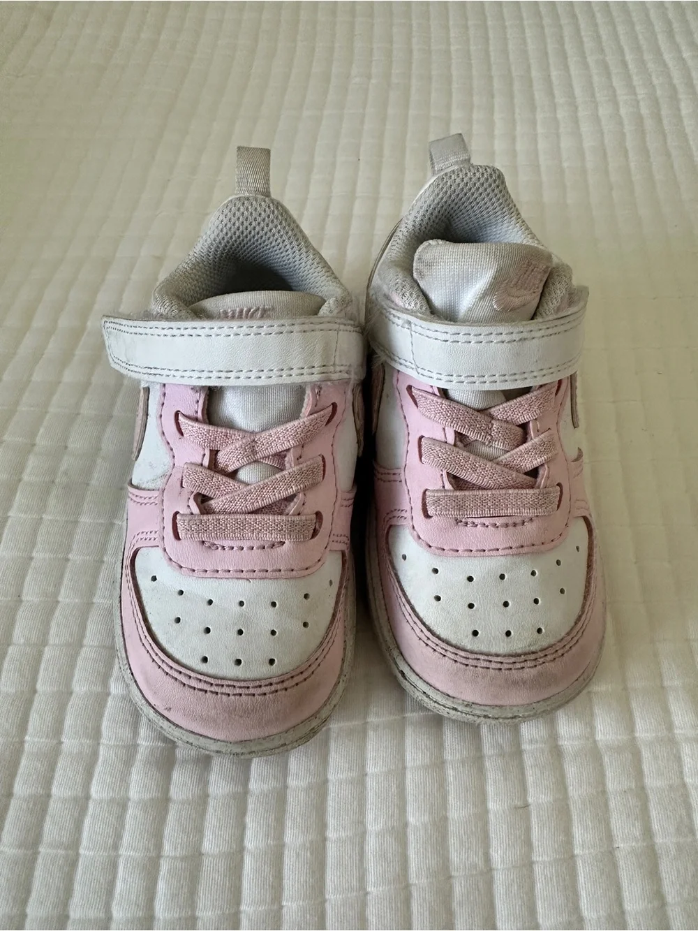 Nike Kids Pink and White Velcro Sneakers